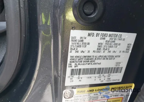 2015 Lincoln Navigator z USA, uszkodzony, nr VIN 5LMJJ2JT4FEJ00743